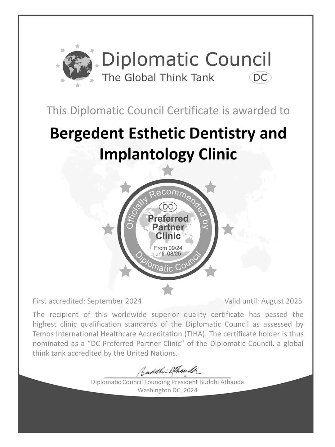Dental Clinics certificate — Bergedent verified provider