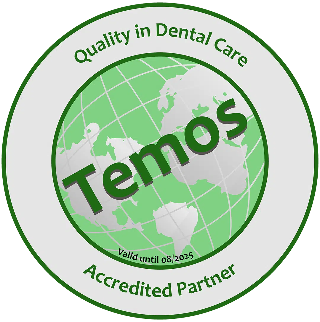 TEMOS International accreditation seal — Bergedent Istanbul certified medical tourism